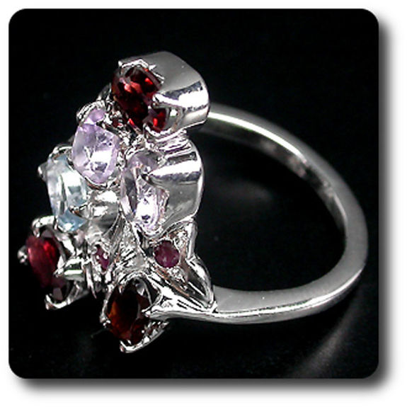 BAGUE AMETHYSTE GRENAT TOPAZE RUBIS