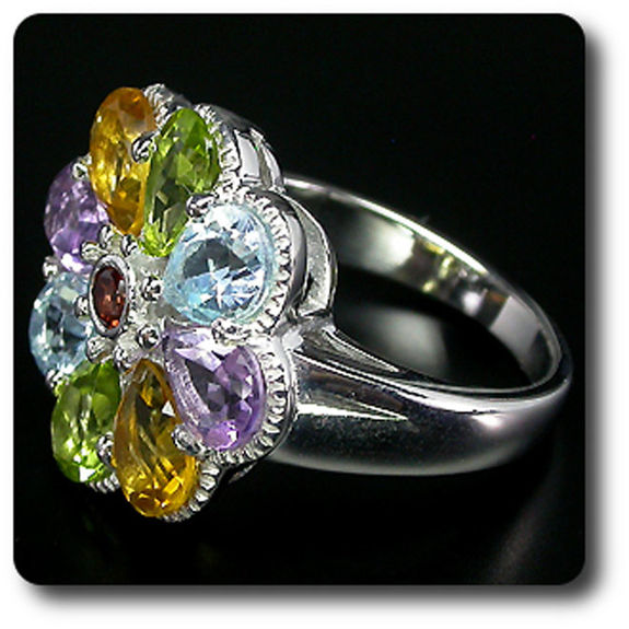 BAGUE CITRINE GRENAT AMETHYSTE