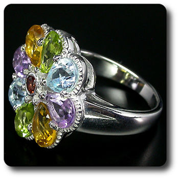 BAGUE CITRINE GRENAT AMETHYSTE