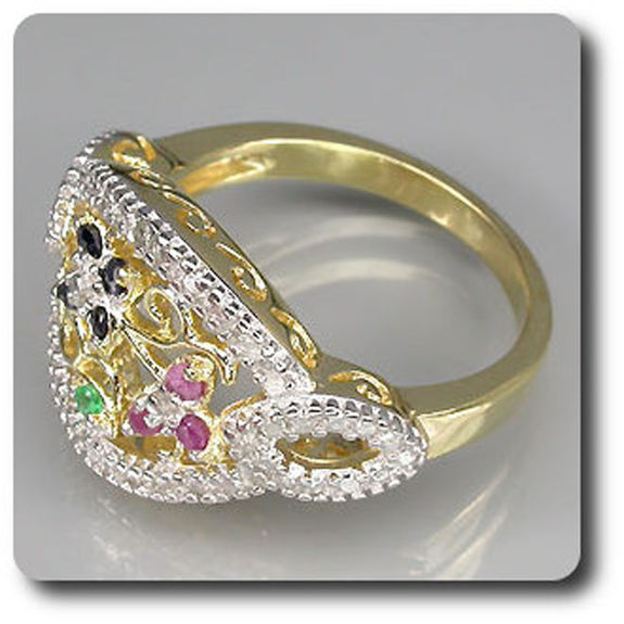RUBY EMERALD SAPPHIRE DIAMOND RING