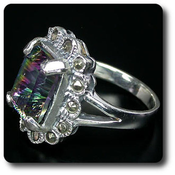 MYSTIC QUARTZ & MARCASITE RING