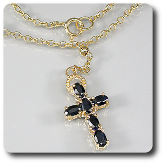 PENDENTIF SAPHIR NOIR + CHAINE