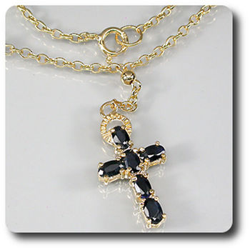 PENDENTIF SAPHIR NOIR + CHAINE