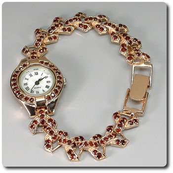 GARNET & MOTHER OF PEARL WATCH