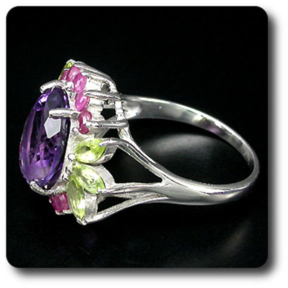 AMETHYST, PERIDOT & RUBY RING
