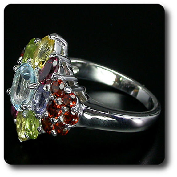 BAGUE CITRINE GRENAT TOPAZE