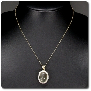 PENDENTIF SAPHIR & DIAMANT + CHAINE