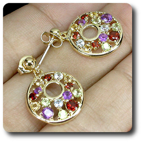 AMETHYST GARNET CITRINE EARRINGS