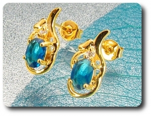 BOUCLES D'OREILLE SAPHIR BLEU
