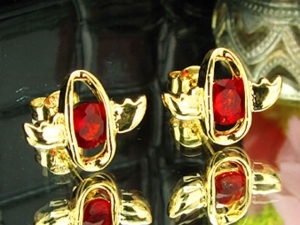 2x8mm Red Ruby Earrings