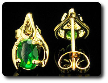 2x7mm Green Emerald Earrings