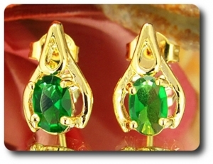 2x7mm Green Emerald Earrings