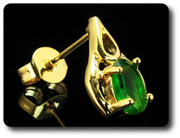 2x7mm Green Emerald Earrings