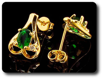 2x7mm Green Emerald Earrings