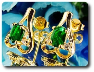 2x7mm Green Emerald Earrings