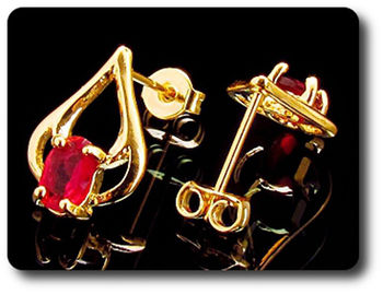 2x7mm Red Ruby Earrings
