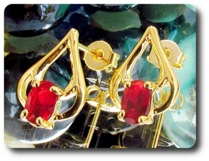 2x7mm Red Ruby Earrings