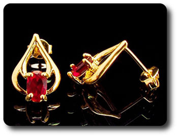 2x7mm Red Ruby Earrings