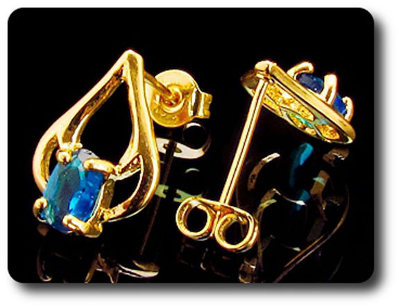 BOUCLES D'OREILLE SAPHIR BLEU