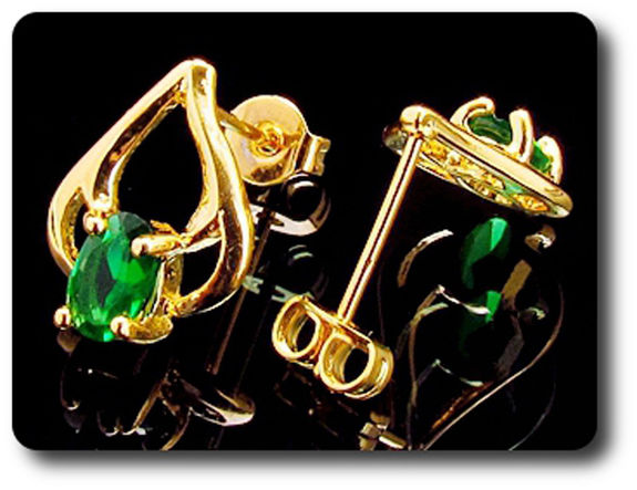 2x7mm Green Emerald Earrings