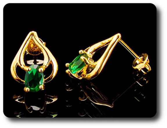 2x7mm Green Emerald Earrings