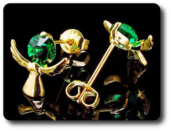 2x6mm Green Emerald Earrings