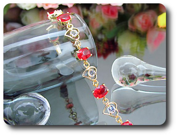 8x8mm Red Ruby Bracelet