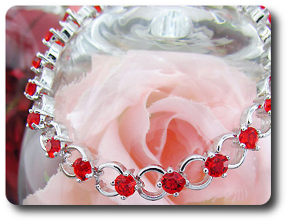 21x4 mm Red Ruby Bracelet