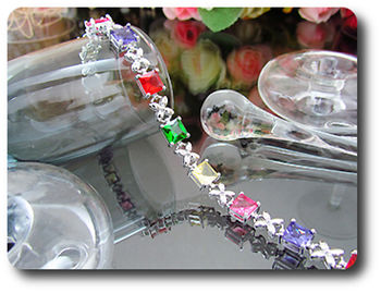 10x7 mm Multicolor Topaz Bracelet