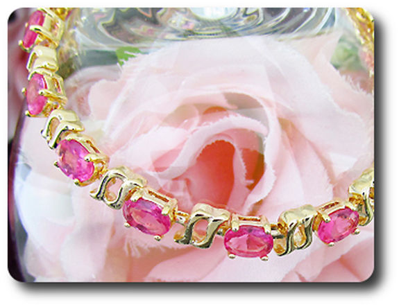 14x7 mm Pink Sapphire Bracelet