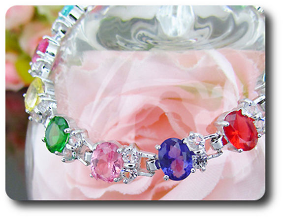 14x8 mm Mutlicolor Topaz Bracelet