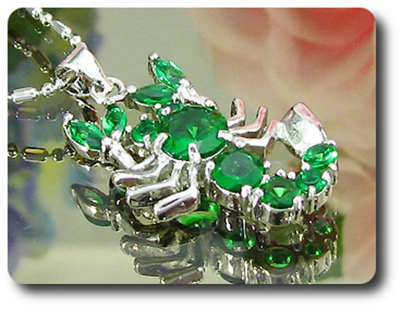 7-3 mm Green Emerald Scorpion Pendant