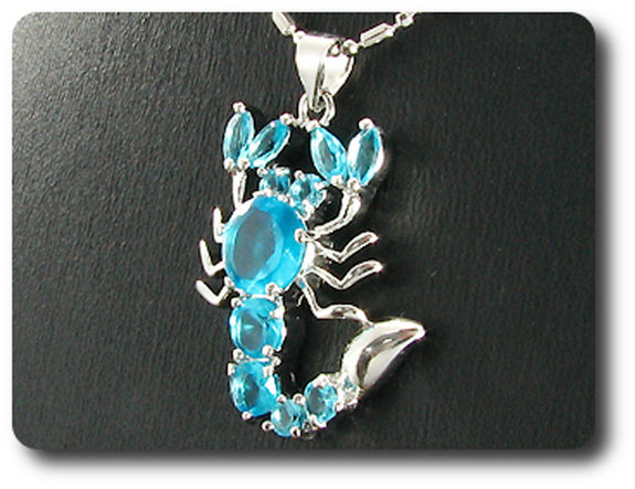 7-3 mm Blue Topaz Scorpion Pendant