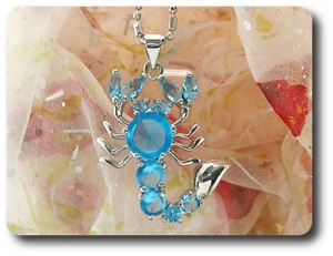 7-3 mm Blue Topaz Scorpion Pendant