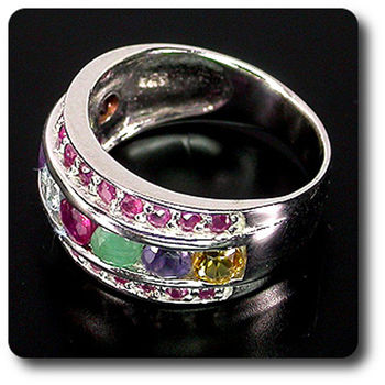 RUBY, EMERALD, GARNET RING