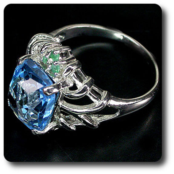 BLUE TOPAZ & EMERALD RING