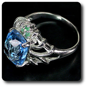 BLUE TOPAZ & EMERALD RING