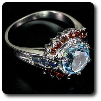 BAGUE TOPAZE GRENAT SAPHIR