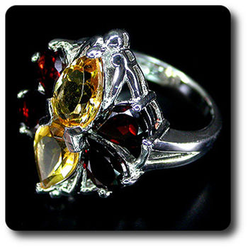 BAGUE GRENAT & CITRINE
