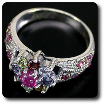 BAGUE RUBIS EMERAUDE SAPHIR GRENAT