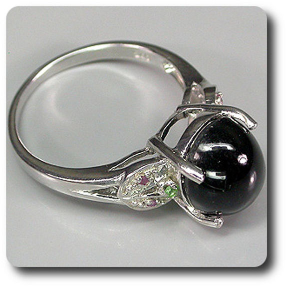 BAGUE DIOPSIDE ETOILE GRENAT TSAVORITE RUBIS