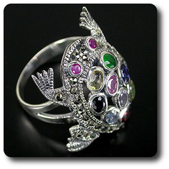 BAGUE PERIDOT CITRINE TOPAZE RUBIS