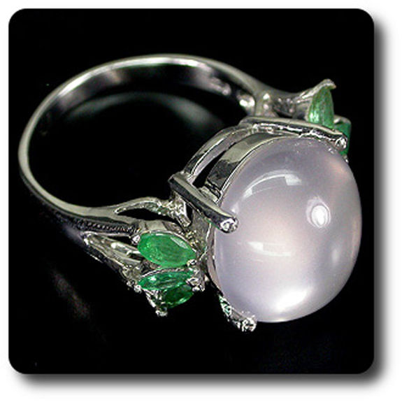 ROSE QUARTZ & EMERALD RING