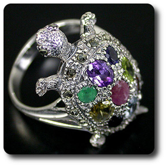 BAGUE PERIDOT CITRINE TOPAZE RUBIS