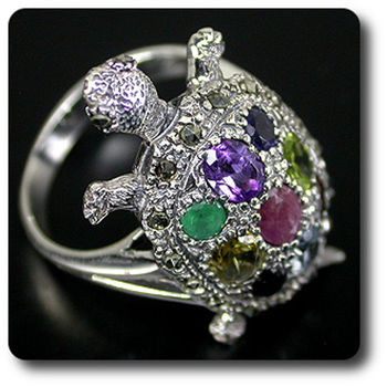 BAGUE PERIDOT CITRINE TOPAZE RUBIS