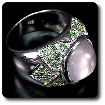 BAGUE QUARTZ ROSE & GRENAT TSAVORITE