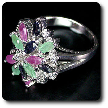 EMERALD, RUBY, SAPPHIRE RING