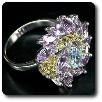 AMETHYST, CITRINE & TOPAZ RING