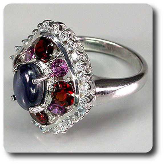 STAR SAPPHIRE GARNET TOPAZ RING