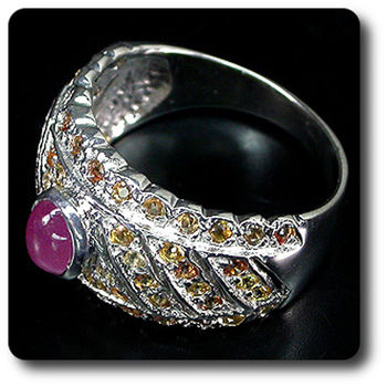 BAGUE RUBIS & SAPHIR JAUNE ORANGE